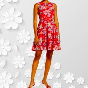 KENSIE Womens Red Stretch Lace Floral Dress NWT